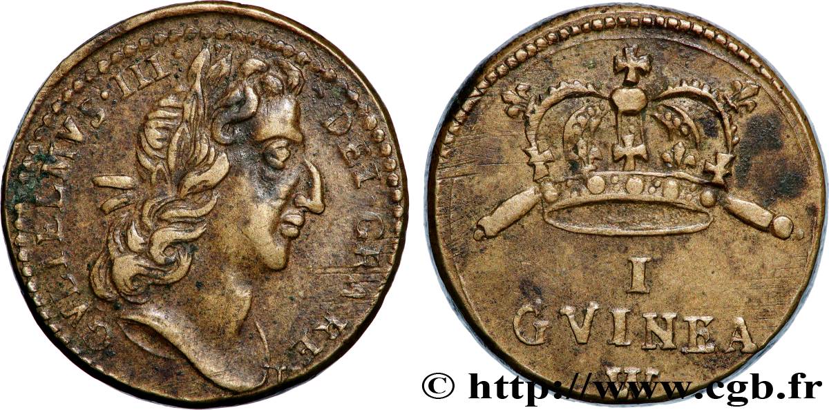 ANGLETERRE - POIDS MONÉTAIRE Poids monétaire pour la guinée, Guillaume III TTB