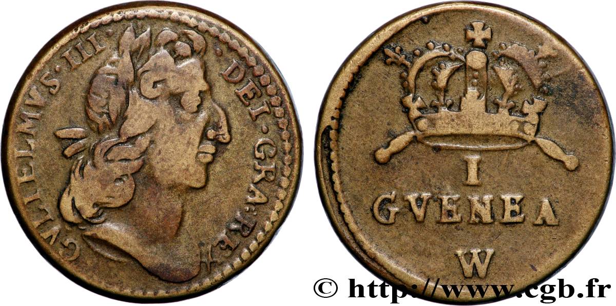 ANGLETERRE - POIDS MONÉTAIRE Poids monétaire pour la guinée, Guillaume III TTB