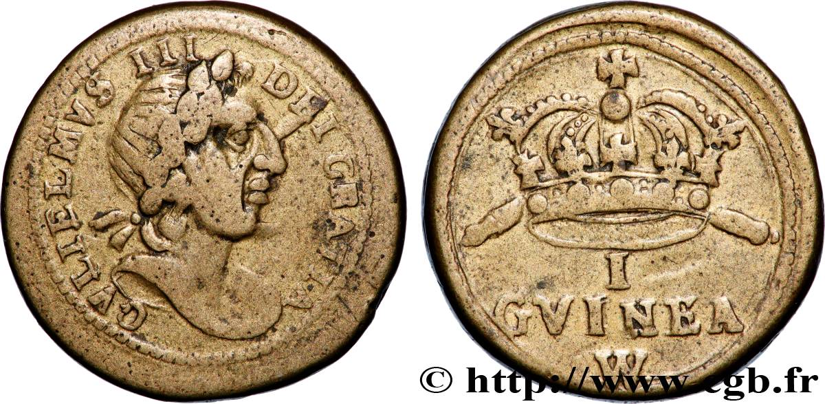 ANGLETERRE - POIDS MONÉTAIRE Poids monétaire pour la guinée, Guillaume III TTB
