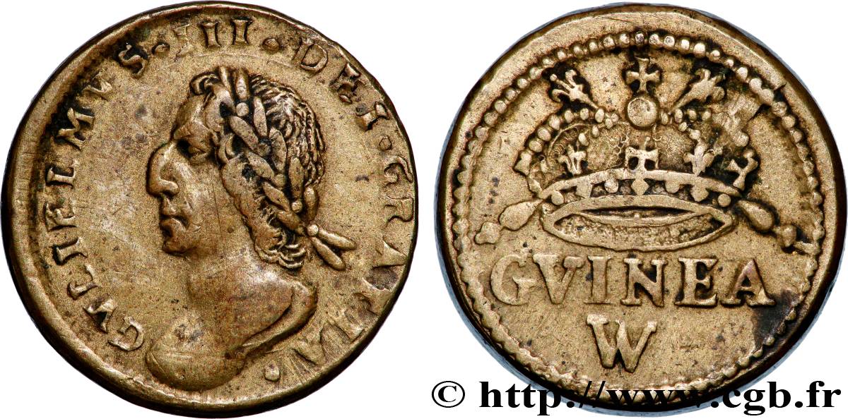 ANGLETERRE - POIDS MONÉTAIRE Poids monétaire pour la guinée, Guillaume III TTB