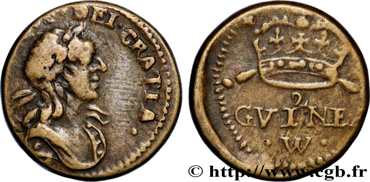 ANGLETERRE - POIDS MONÉTAIRE Poids monétaire pour la demi-guinée, Guillaume III VF/XF