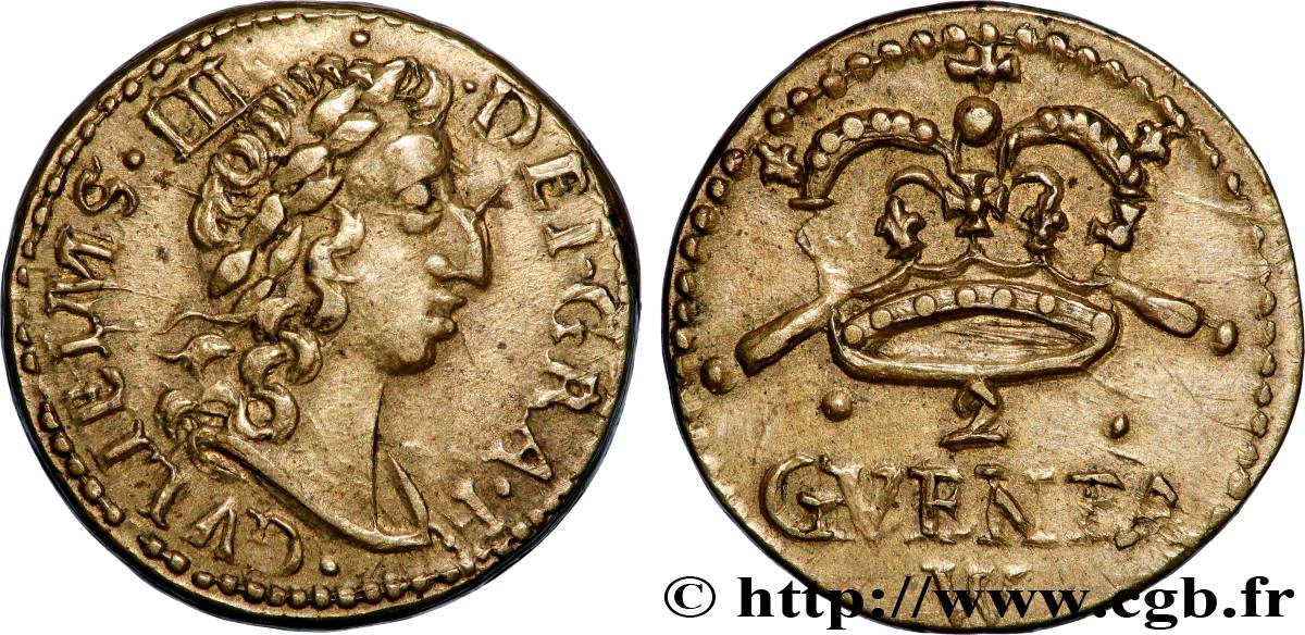ANGLETERRE - POIDS MONÉTAIRE Poids monétaire pour la demi-guinée, Guillaume III AU