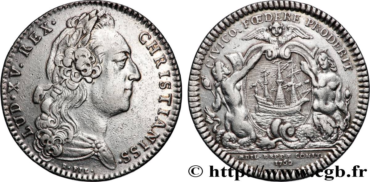 NORMANDIE (NOBLESSE ET VILLES DE...) Jeton Ar 28, prieur et juges-consuls de Dieppe XF