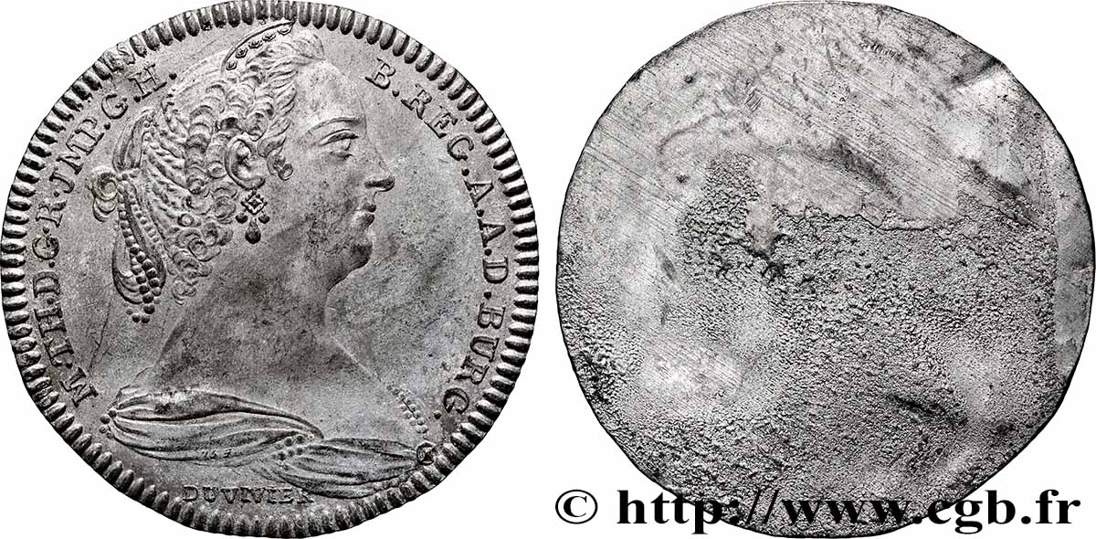 PAYS-BAS AUTRICHIENS - VILLE DE TOURNAI - MARIE-THÉRÈSE Epreuve de l’avers sur étain TTB+