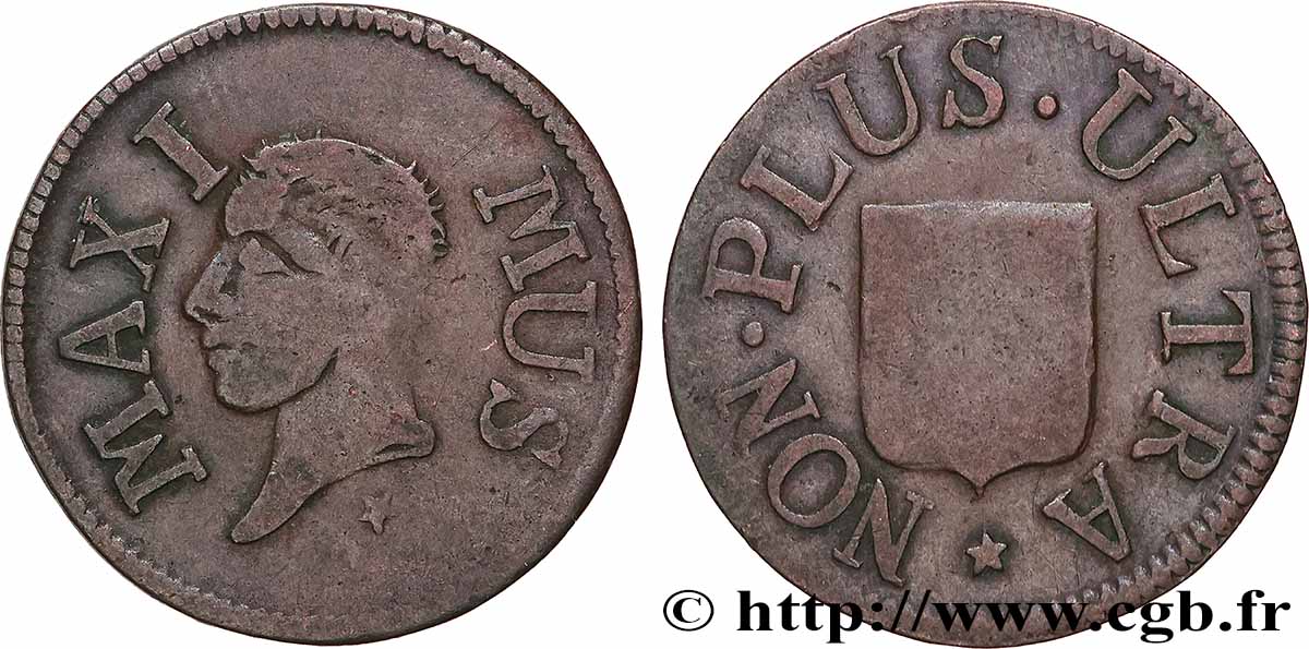 CHARLES X Jeton de Lille, Maximus, Non plus ultra TB+/TTB