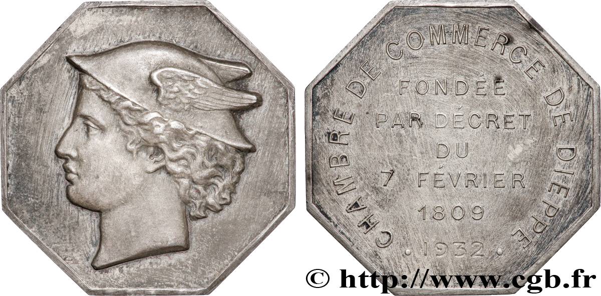 NORMANDIE - JETONS DU XIXe SIÈCLE Chambre de commerce de Dieppe VZ