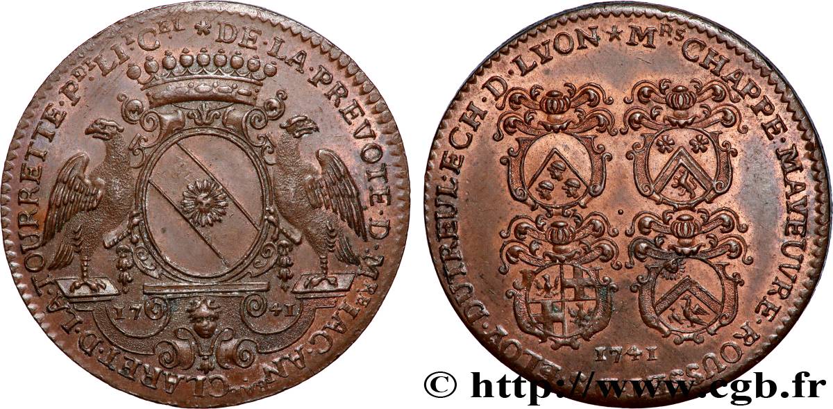 LYONNAIS - CONSULAT DE LYON Jeton Br 30, Jacques-Annibal Claret de la Tourette SS