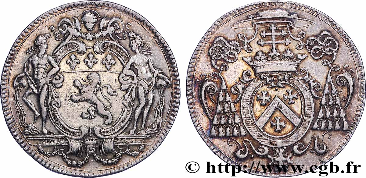 LYONNAIS - ARCHEVÊQUES DE LYON Jeton Ar 30, Camille ou François Paul de Neufville de Villeroy TTB+
