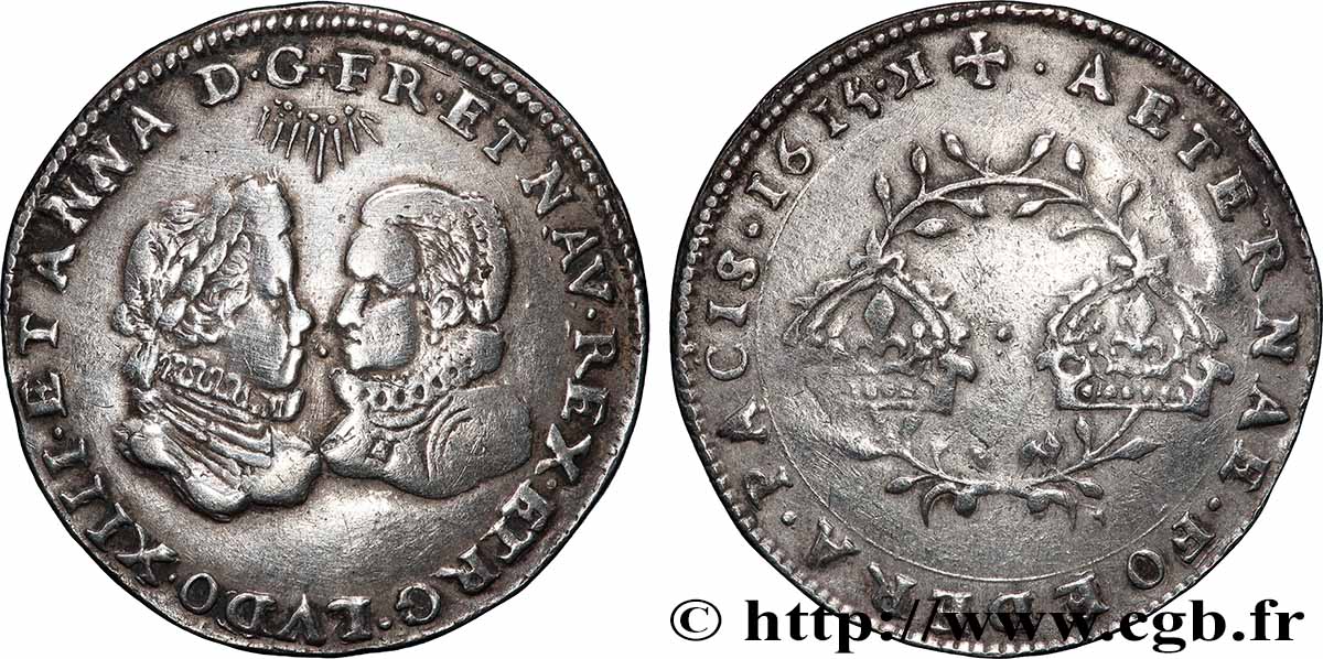 LOUIS XIII LE JUSTE Mariage de Louis XIII et d’Anne d’Autriche à Bordeaux, 2e type TTB