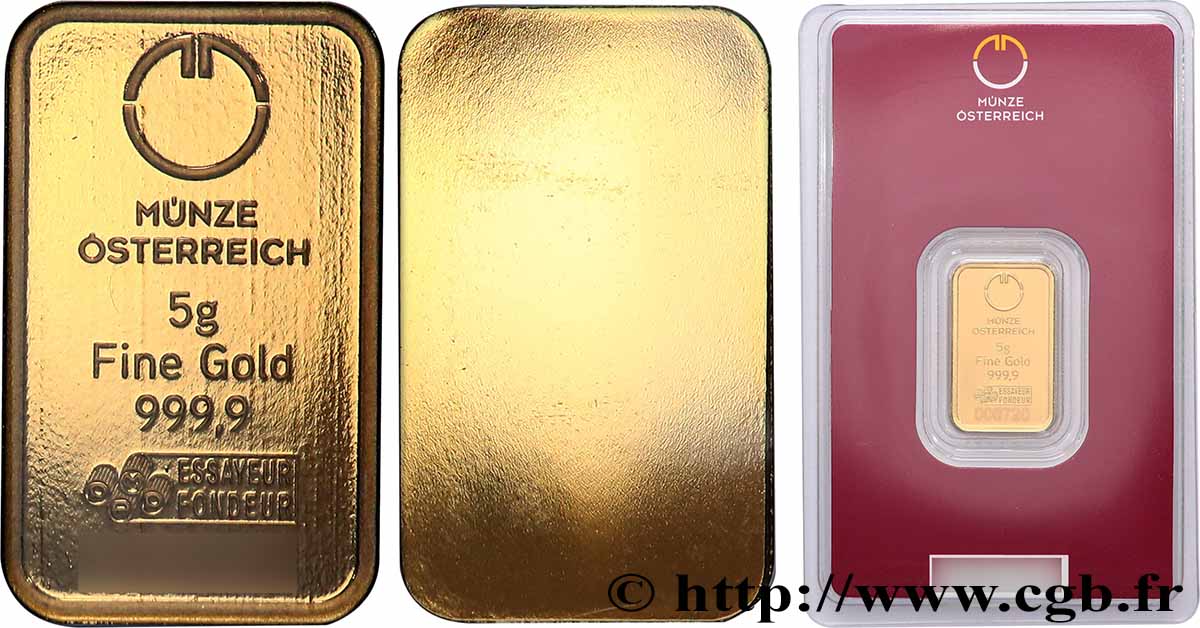 GOLD-, PALLADIUM- UND PLATIN-INVESTITIONEN Lingotin de 5 grammes - OR 999,9 ST