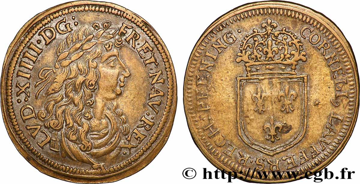 LOUIS XIV LE GRAND ou LE ROI SOLEIL Cornelius Lauffer, jeton de compte SS