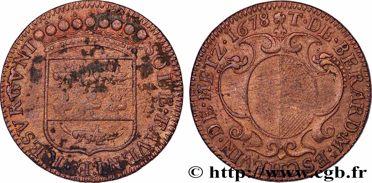 LORRAINE - DUCHÉ DE LORRAINE - CHARLES IV Thomas de Bérard, maitre échevin de Metz TB+/TTB