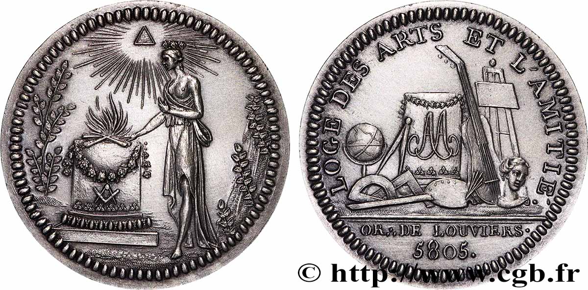 FRANC - MAÇONNERIE LOUVIERS, LES ARTS ET L’AMITIE - Refrappe n°308 SPL