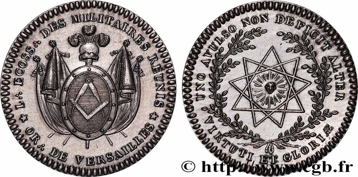 FRANC - MAÇONNERIE VERSAILLES, LES MILITAIRES RÉUNIS - Refrappe n°89 SUP+