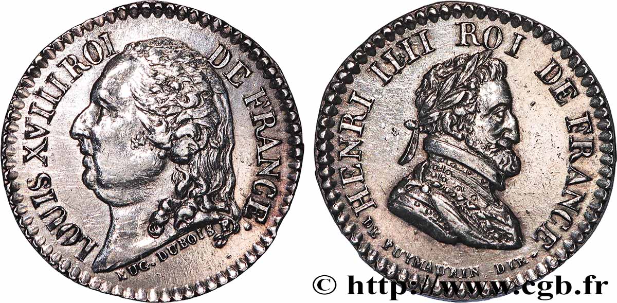 LOUIS XVIII Quinaire - Henri IV TTB+