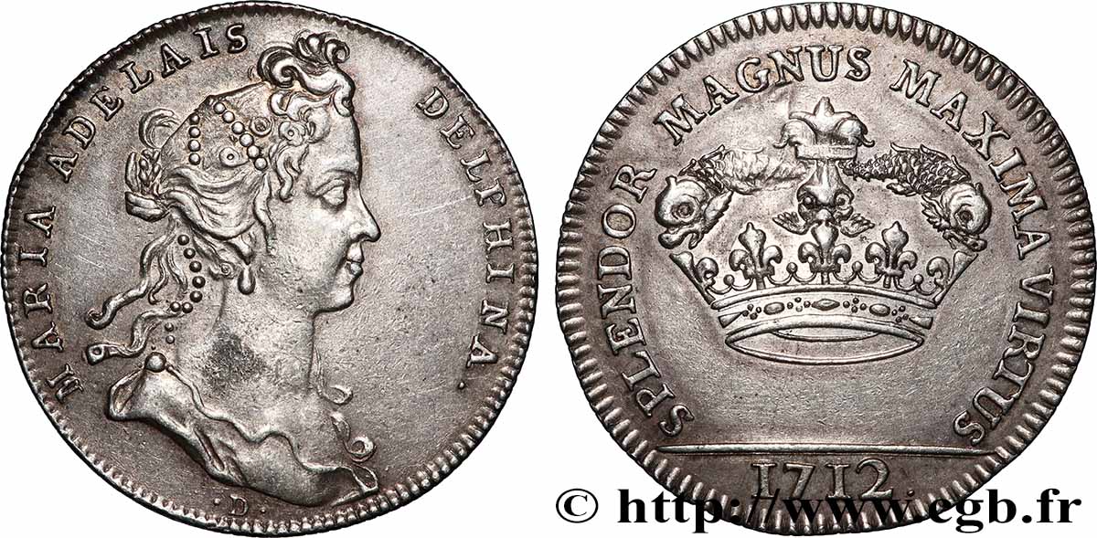 MARIE-ADÉLAÏDE DE SAVOIE, DUCHESSE DE BOURGOGNE, DAUPHINE ET MÈRE DU FUTUR LOUIS XV Jeton AR 29 TTB+