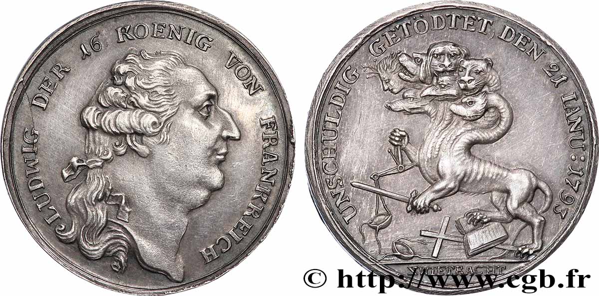 LOUIS XVI Jeton dénonçant la mort du roi le 21 janvier 1793 TTB+/SUP