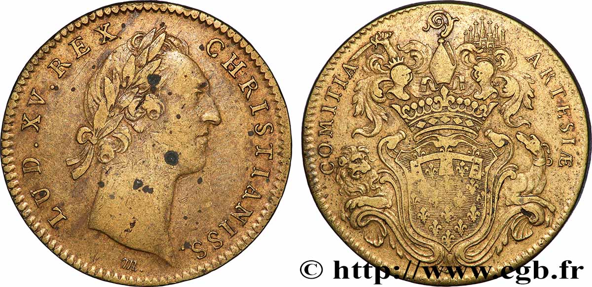 LOUIS XV THE BELOVED Les États d’Artois XF/VF