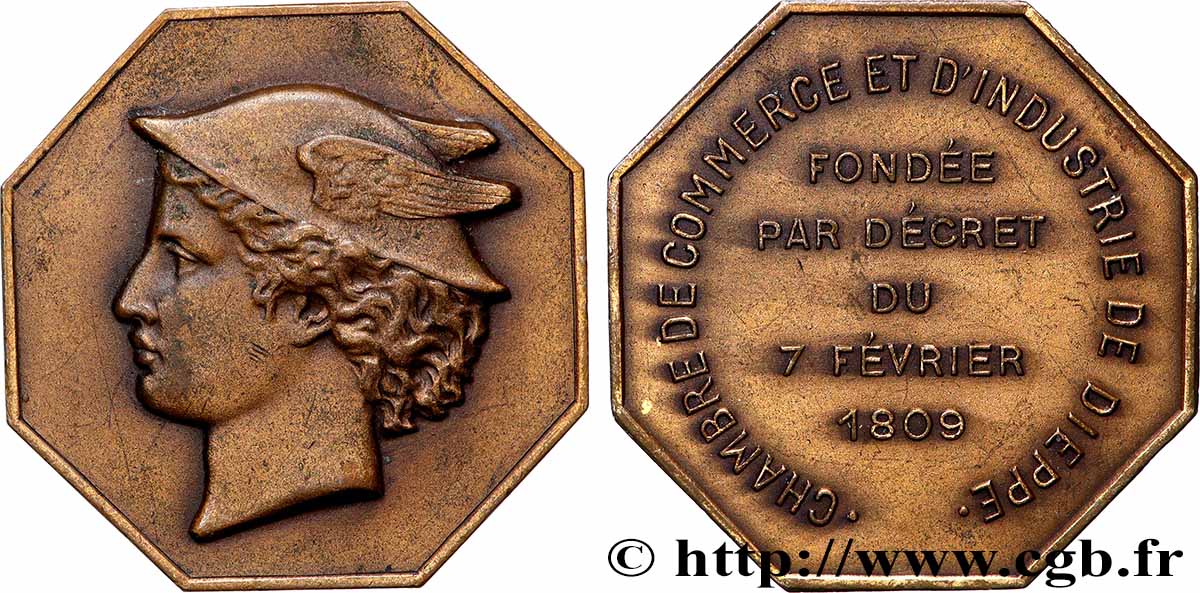 NORMANDIE - JETONS DU XIXe SIÈCLE Chambre de commerce et d industrie de Dieppe AU