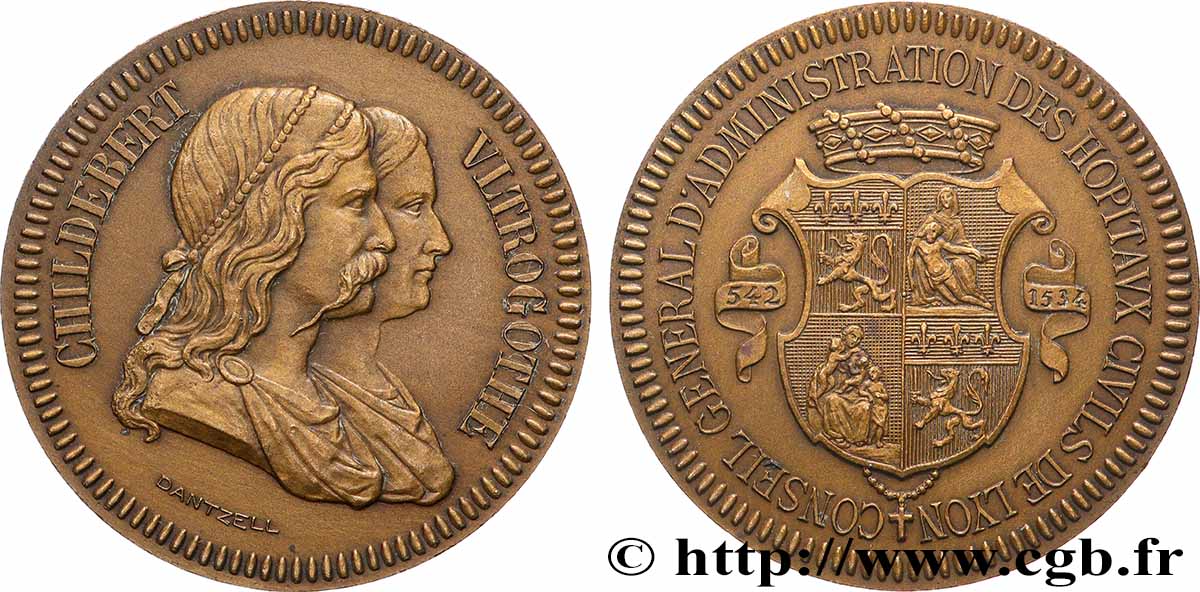 LYON ET DU LYONNAIS (JETONS ET MÉDAILLES DE...) Médaille, Hôpitaux civils de Lyon, conseil d’administration AU
