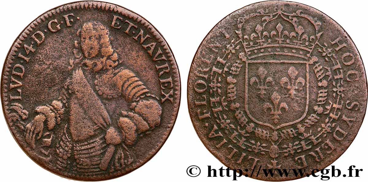 LOUIS XIV LE GRAND ou LE ROI SOLEIL Jeton Cu 28 VF