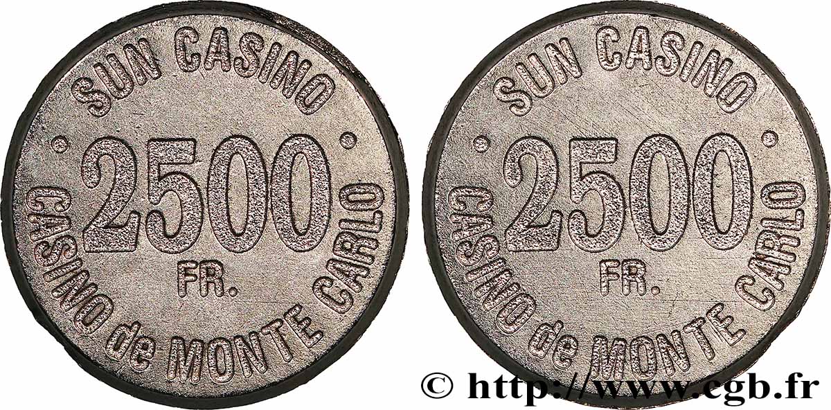 CASINOS ET JEUX Casino de Monte-Carlo, Sun Casino, 2500 Fr BB