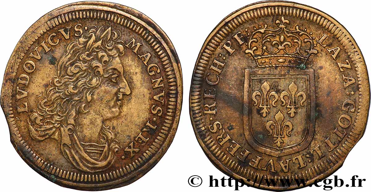 LOUIS XIV LE GRAND ou LE ROI SOLEIL Lazare Gottlieb Lauffer, jeton de compte SS
