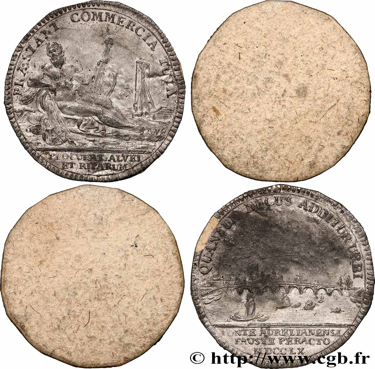 ORLÉANAIS - Nobility and towns Communauté des marchands de la Loire, lot de deux tirages unifaces en étain (essai) XF