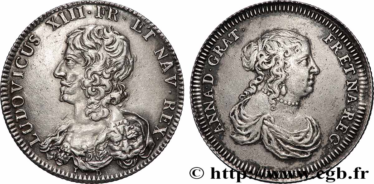 LOUIS XIII LE JUSTE Louis XIII et Anne d’Autriche, refrappe SUP
