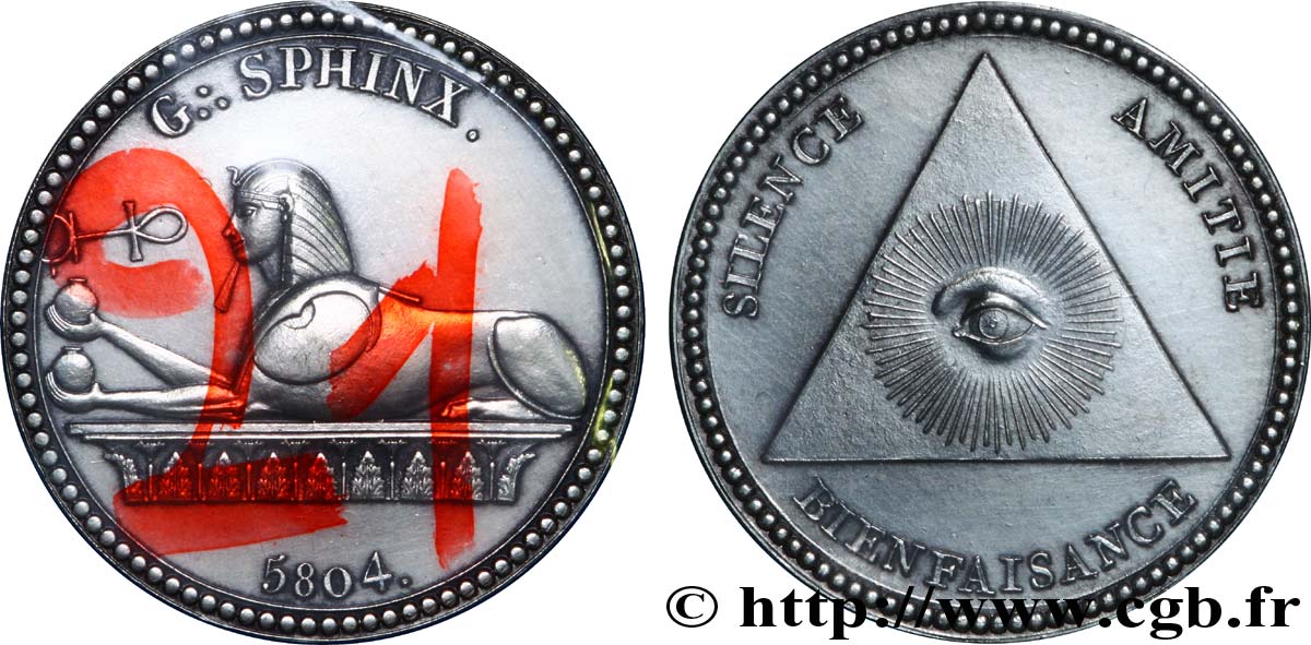 FRANC - MAÇONNERIE LOGE LE GRAND SPHINX, REFRAPPE FDC