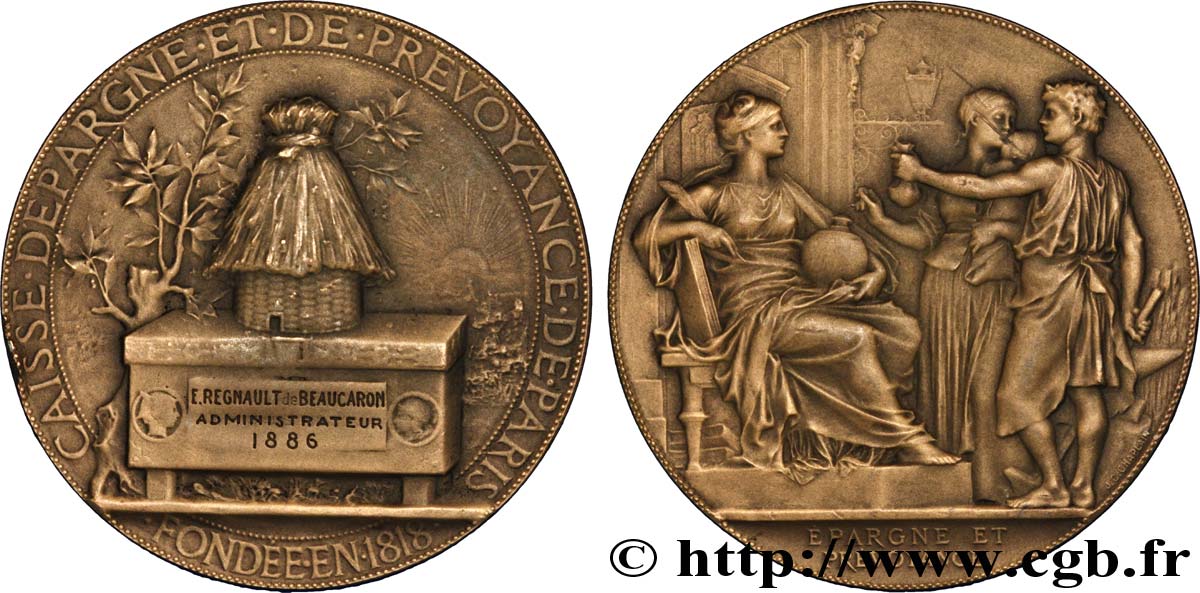 CAISSES D ÉPARGNE PARIS, poinçon : Corne BRONZE TTB