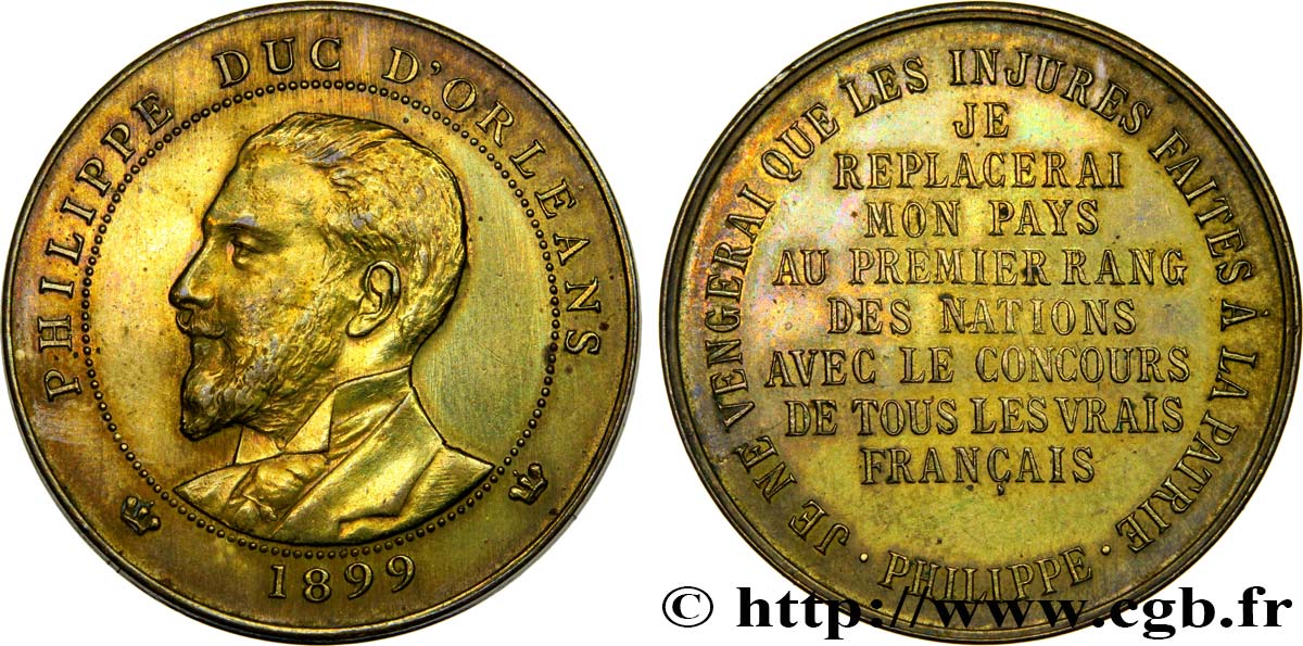 TROISIÈME RÉPUBLIQUE PHILIPPE DUC D’ORLÉANS, frappe médaille module de 10 centimes AU