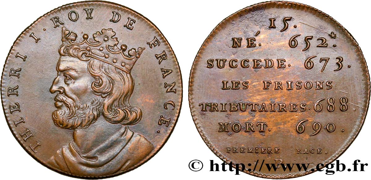METALLIC SERIES OF THE KINGS OF FRANCE  Règne de THIERRY III - 15 - frappe d’origine, légère AU