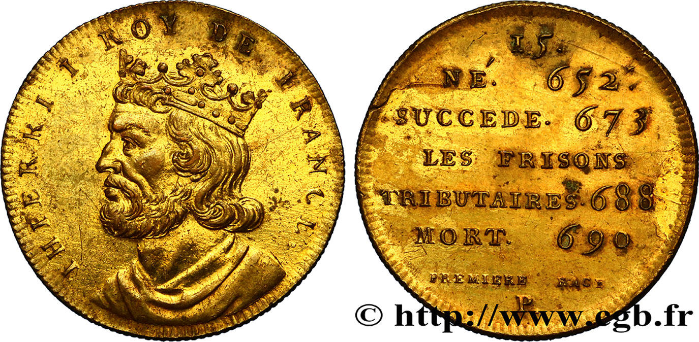SÉRIE MÉTALLIQUE DES ROIS DE FRANCE Règne de THIERRY III - 15 - Émission de Louis XVIII SUP