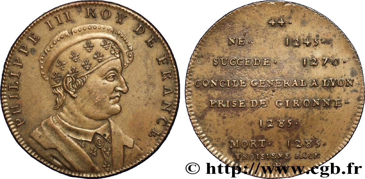 SÉRIE MÉTALLIQUE DES ROIS DE FRANCE Règne de PHILIPPE III - 44 - frappe d’origine, légère SUP