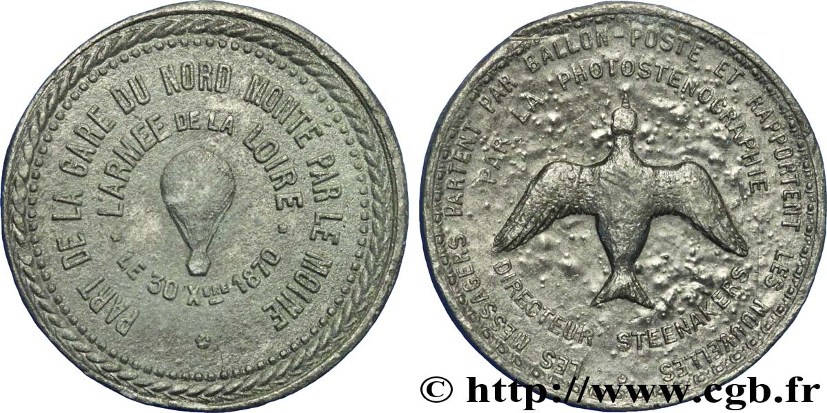 COMMUNE (LA) TROISIÈME RÉPUBLIQUE Module de 10 centimes, ballon   L’ARMEE DE LA LOIRE   SUP