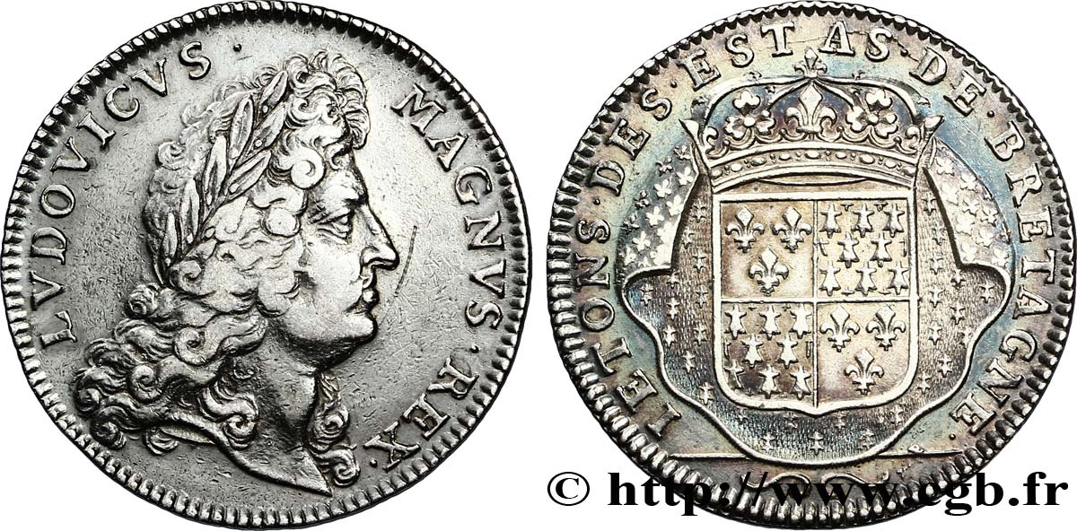 BRETAGNE (ÉTATS DE...) Jeton Ar 27, États de Vitré, 1697 TTB/TTB+