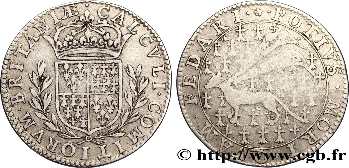 BRETAGNE (ÉTATS DE...) États, frappe entre 1651 et 1655 TTB