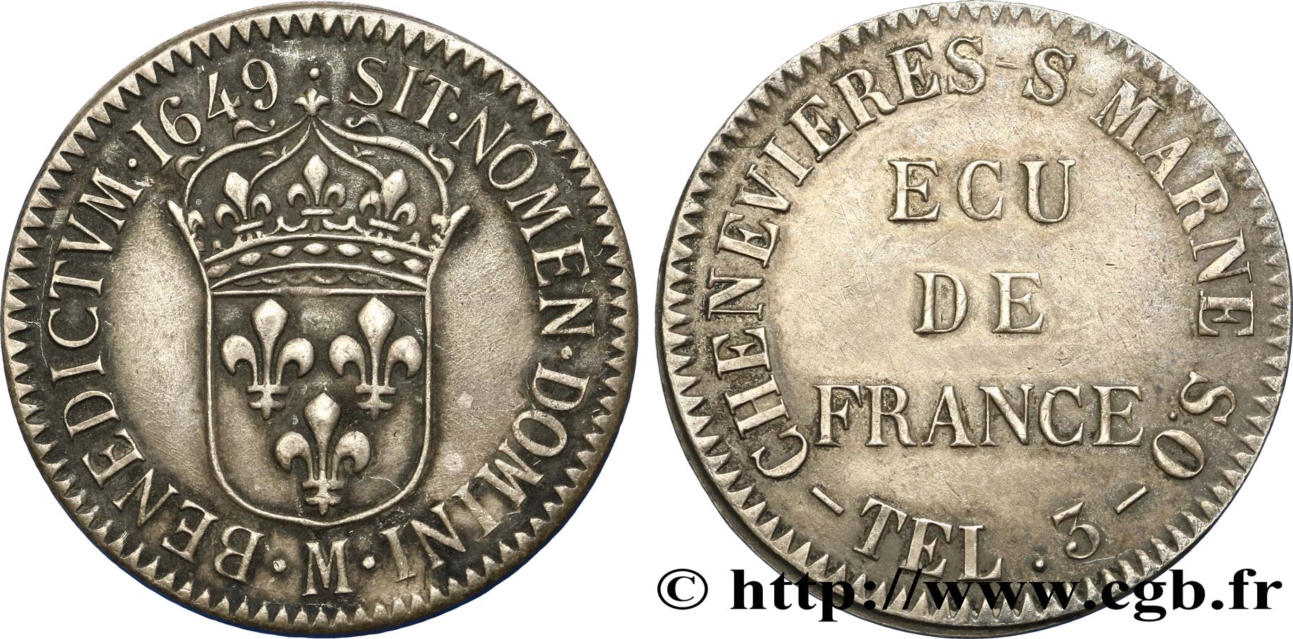 TROISIÈME RÉPUBLIQUE ECU DE FRANCE A CHENEVIERES SUR MARNE SUP