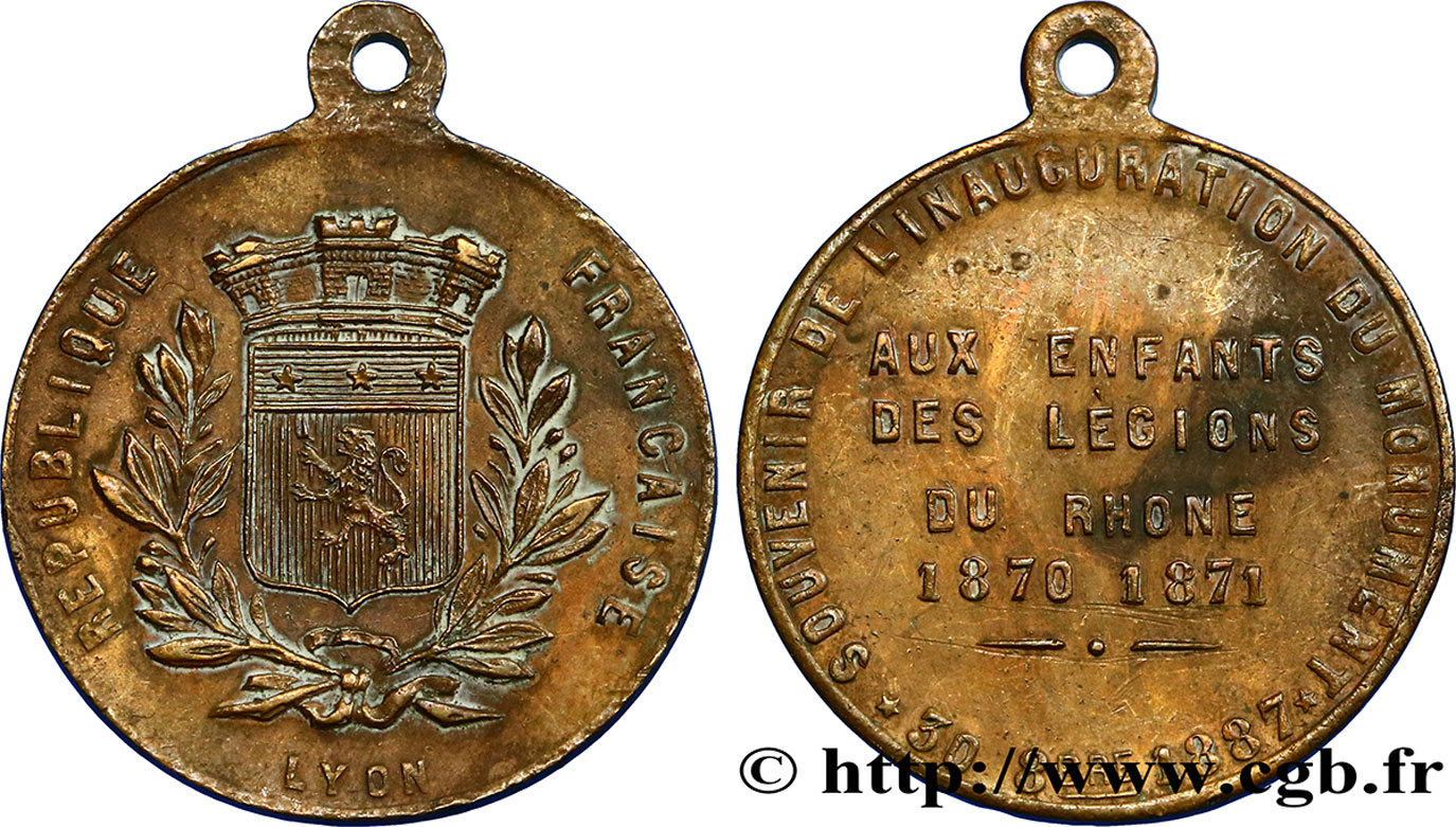 FRENCH THIRD REPUBLIC Enfants des Légions du Rhône 1870 1871 XF