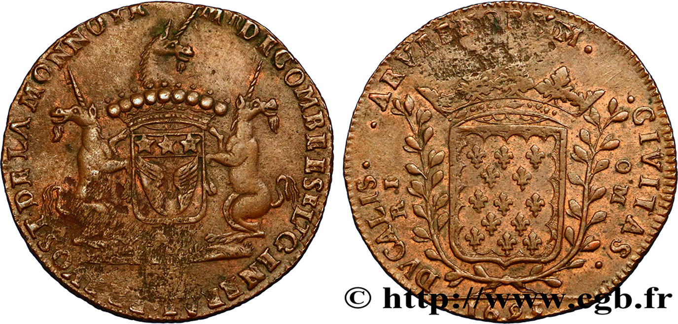 AUVERGNE - NOBLESSE Jeton Br 28, De Combe, prévôt de la Monnaie de Riom TTB+