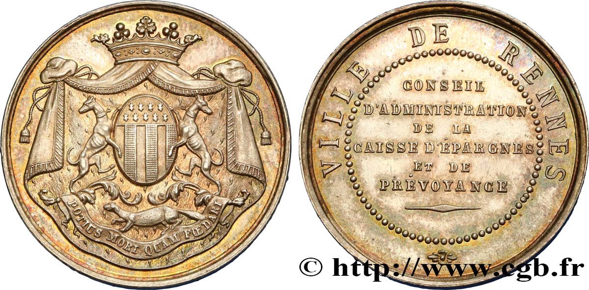 BRETAGNE - MÉDAILLES ET JETONS DU XIXe SIÈCLE Caisse d’épargne de Rennes SPL