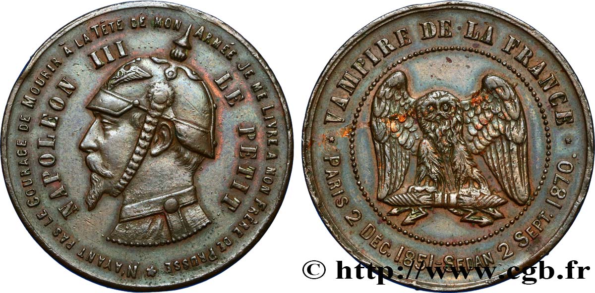 SATIRIQUES - GUERRE DE 1870 ET BATAILLE DE SEDAN Monnaie satirique, module de 10 centimes AU