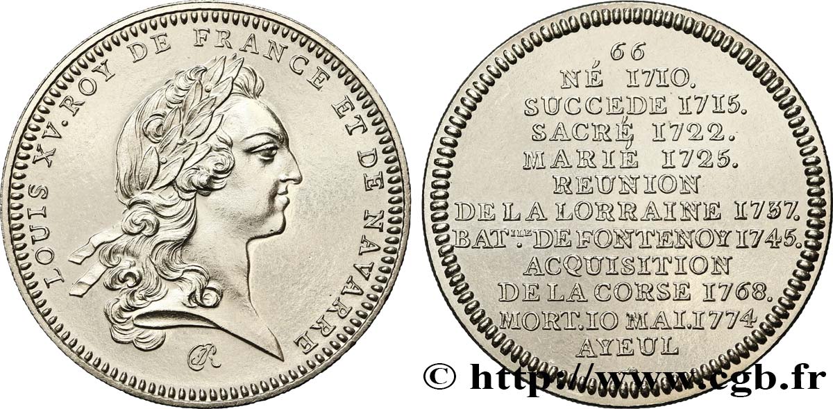 SÉRIE MÉTALLIQUE DES ROIS DE FRANCE 66 - Règne de Louis XV - refrappe ultra-moderne SPL