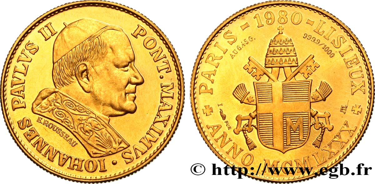JOHN-PAUL II (Karol Wojtyla) Médaille module 20 Francs or, visite en France de Jean-Paul II MS