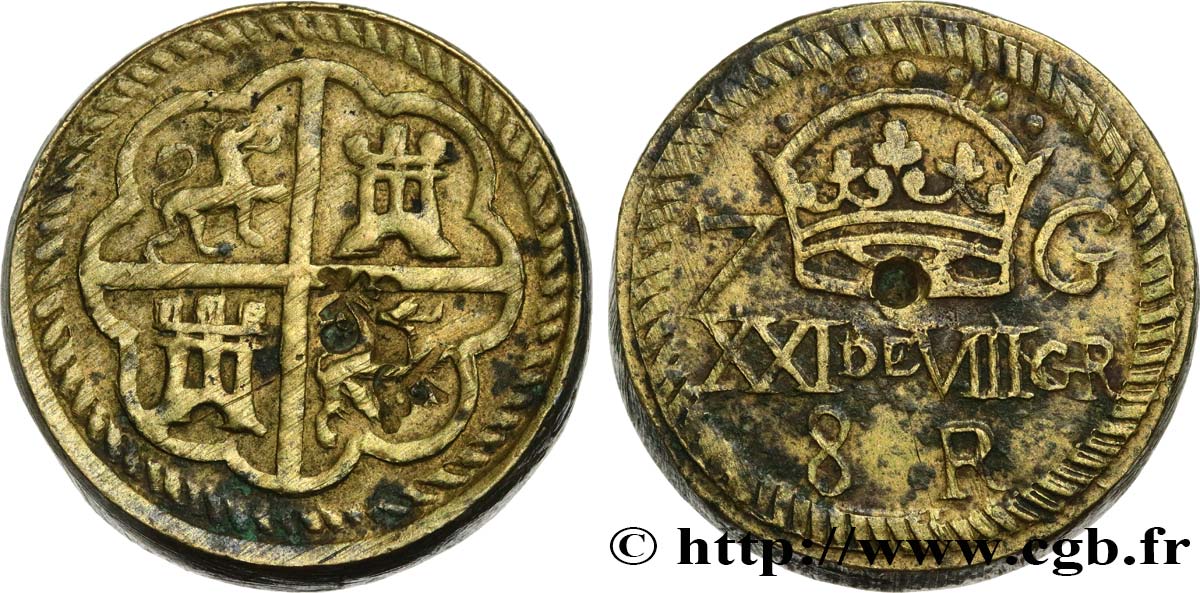 SPAIN Poids monétaire pour la pièce de 8 Réals - Philippe IV VF