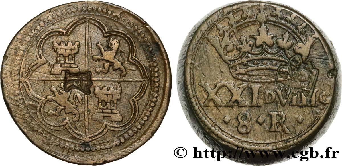 SPAIN Poids monétaire pour la pièce de 8 Réals - Philippe IV VF