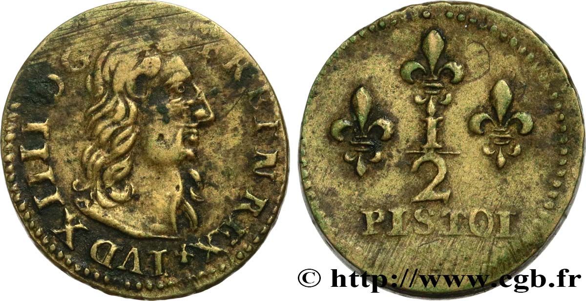 LOUIS XIII et LOUIS XIV - POIDS MONÉTAIRE Poids monétaire pour le demi louis d’or aux huit L TTB