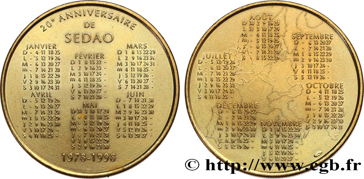 TOURISTIC JETONS AND TOKENS  AULNAY-SOUS-BOIS - SEDAO - 20EME ANNIVERSAIRE 1978-1998 MS