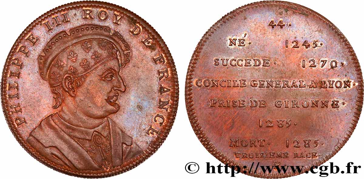 SÉRIE MÉTALLIQUE DES ROIS DE FRANCE Règne de PHILIPPE III - 44 SUP